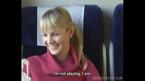 Oglejte si Czech streets Blonde girl in train tople posnetke
