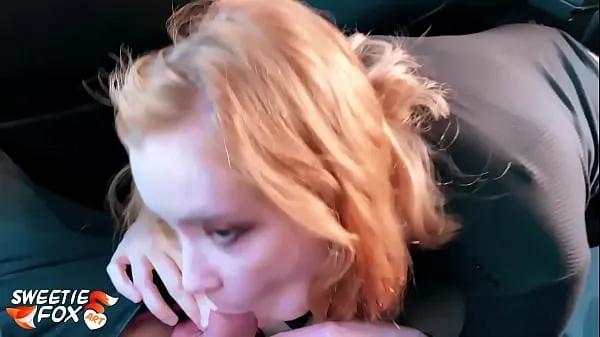 Pozrite si Redhead Suck Dick Taxi Driver and Cum Swallow in the Car - POV teplé klipy
