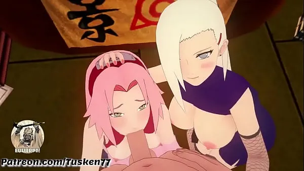 Se NARUTO 3D HENTAI: Kunoichi Sluts Ino & Sakura thanking their hero Naruto varme klip