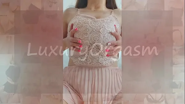 Pretty girl in pink dress and brown hair plays with her big tits - LuxuryOrgasm Sıcak Klipleri izleyin